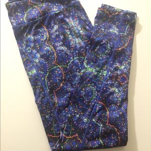 LULAROE multicolor blue leggings size XL