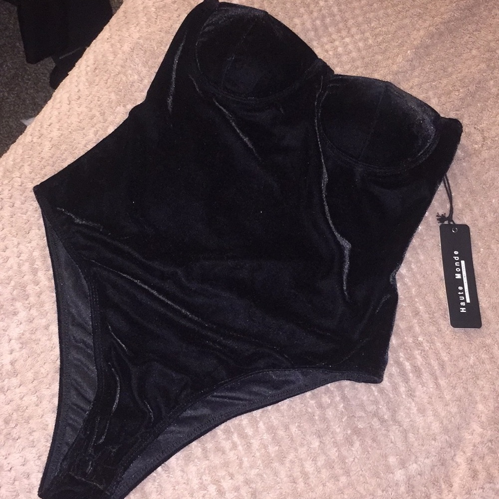 Black velvet one piece