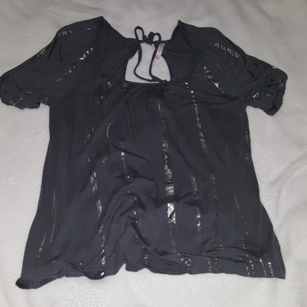 Women's XL Gray Open-Back Tie-Up Tee