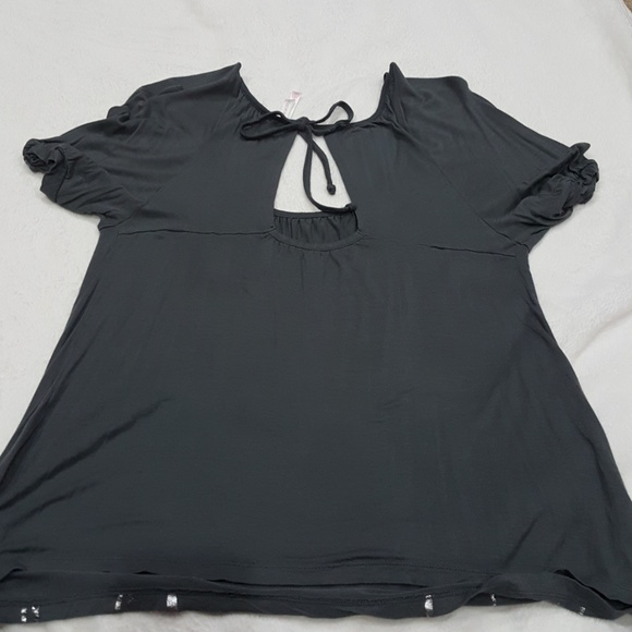 Women's XL Gray Open-Back Tie-Up Tee - Picture 2 of 3