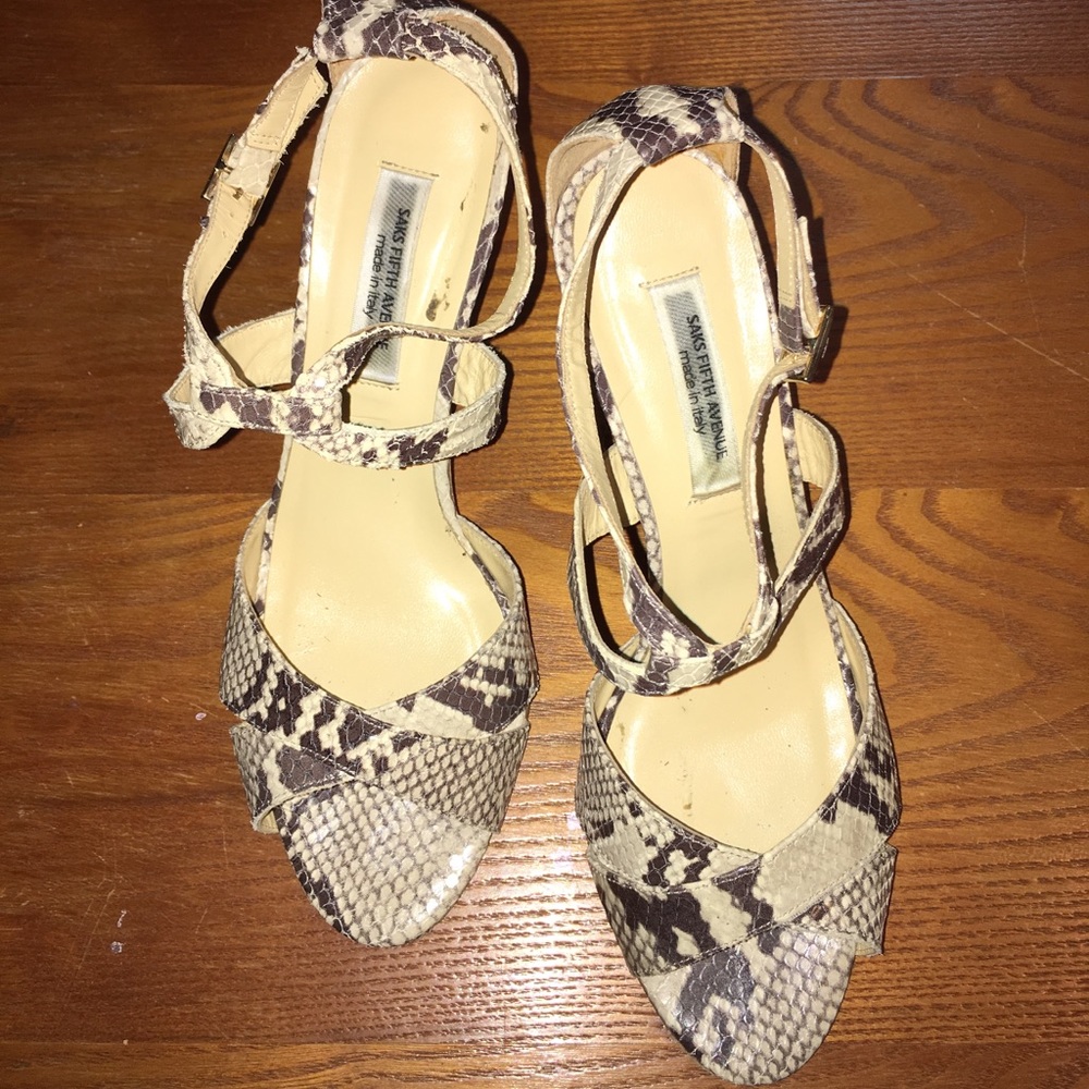Saks Fifth Avenue Snake Wedge Sandal