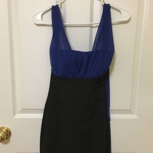 Formal bluelayered sleeveless strapless dress