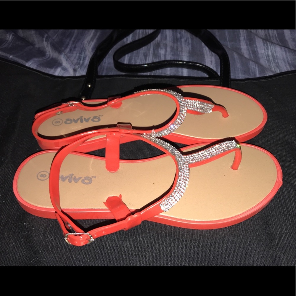 Rhinestone red jelly sandals