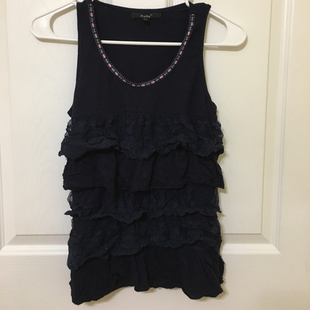 Navy blue flowy sleeveless top