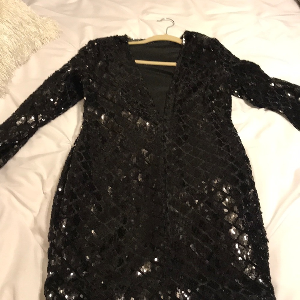 Sequin black mini dress