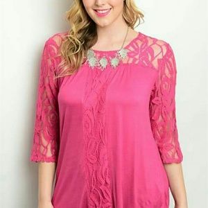 New Junior's Cute Boutique Magenta lace top