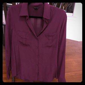 Club Monaco silk blouse shirt burgundy size small