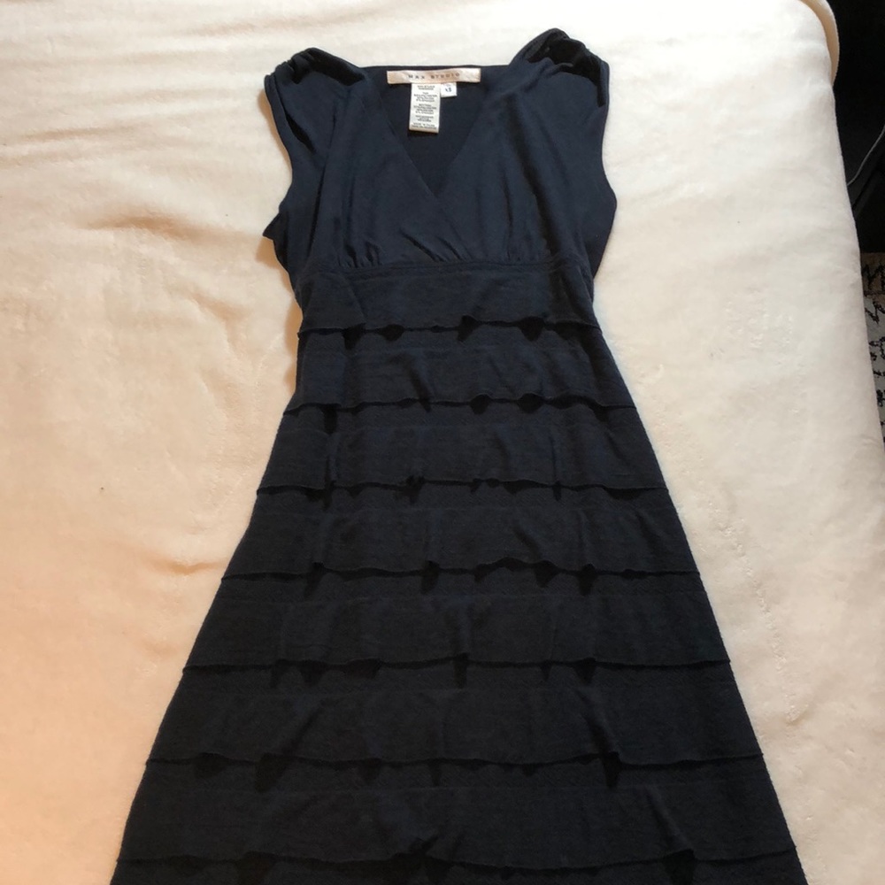 Max Studio tiered mini navy fit&flare dress