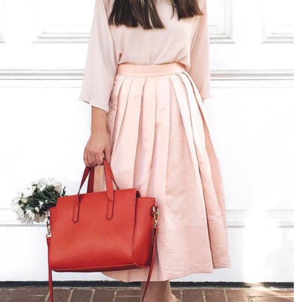 LUXE BR Blush Skirt Tafetta Full Midi