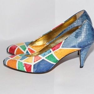 Vintage multi colored heels sz 6