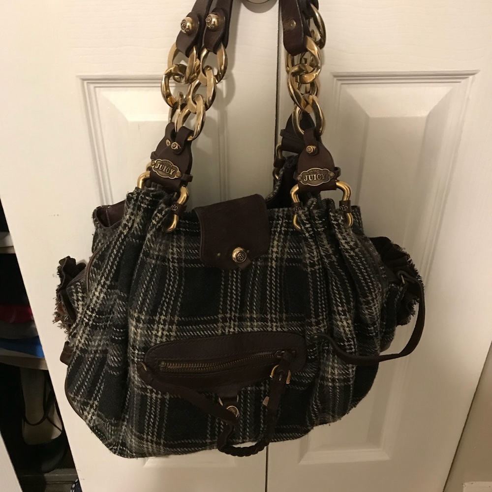 Juicy Couture Plaid Wool Satchel