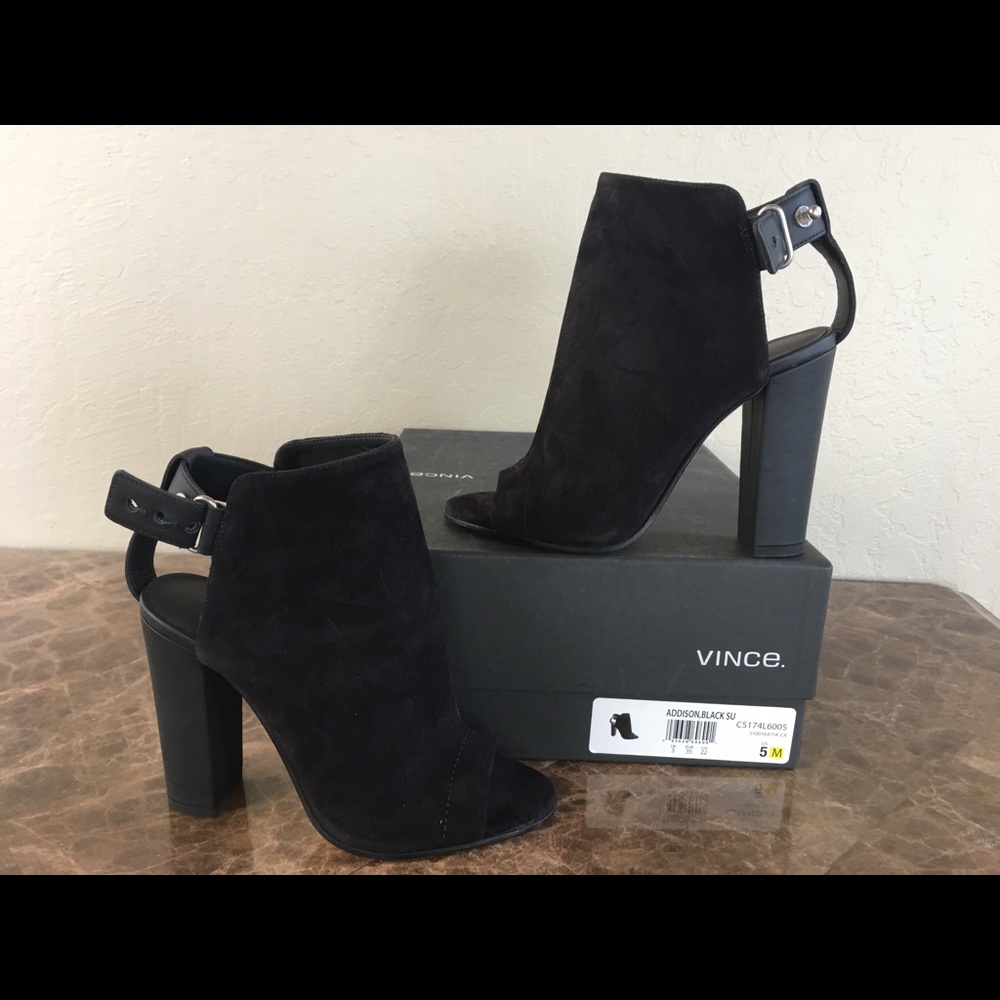Vince Addison Suede Peep-Toe Bootie — Brand new