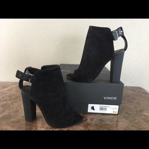 Vince Addison Suede Peep-Toe Bootie — Brand new