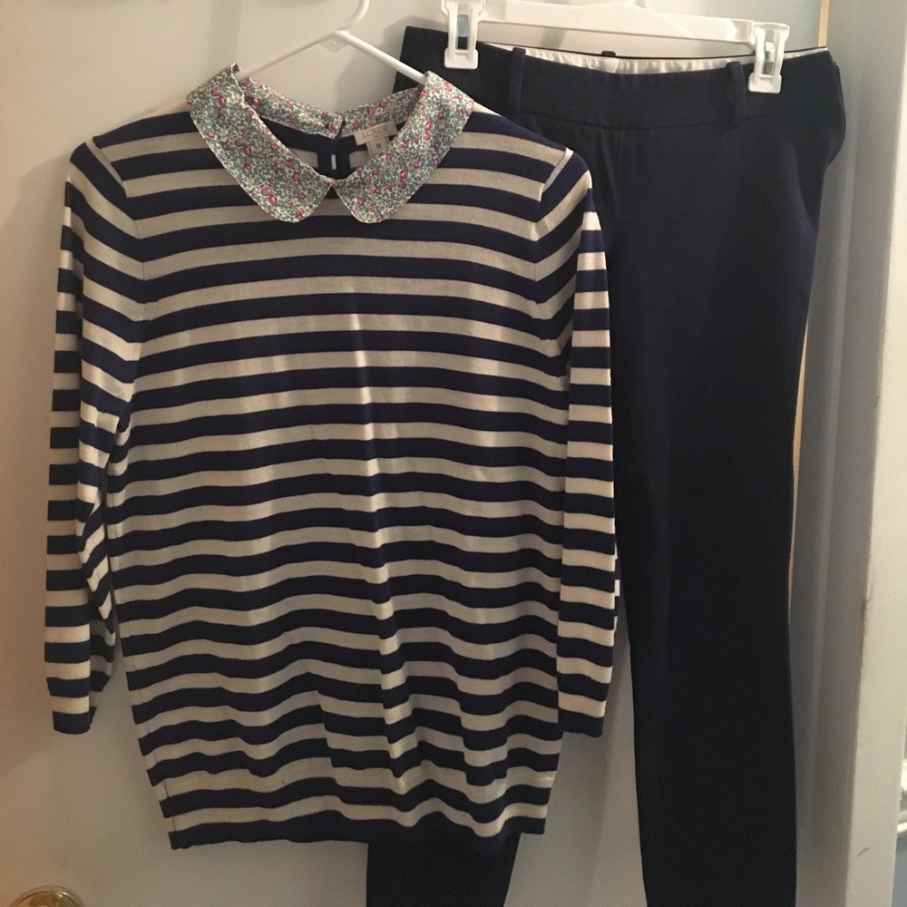 *SALE* J.Crew striped Sweater w/ floral collar