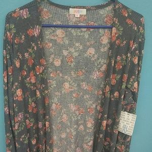 NWT. LuLaRoe XL Sarah duster. Grey with floral.