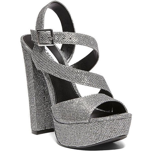 Chunky Heel Silver Platform Sandal - Picture 7 of 7