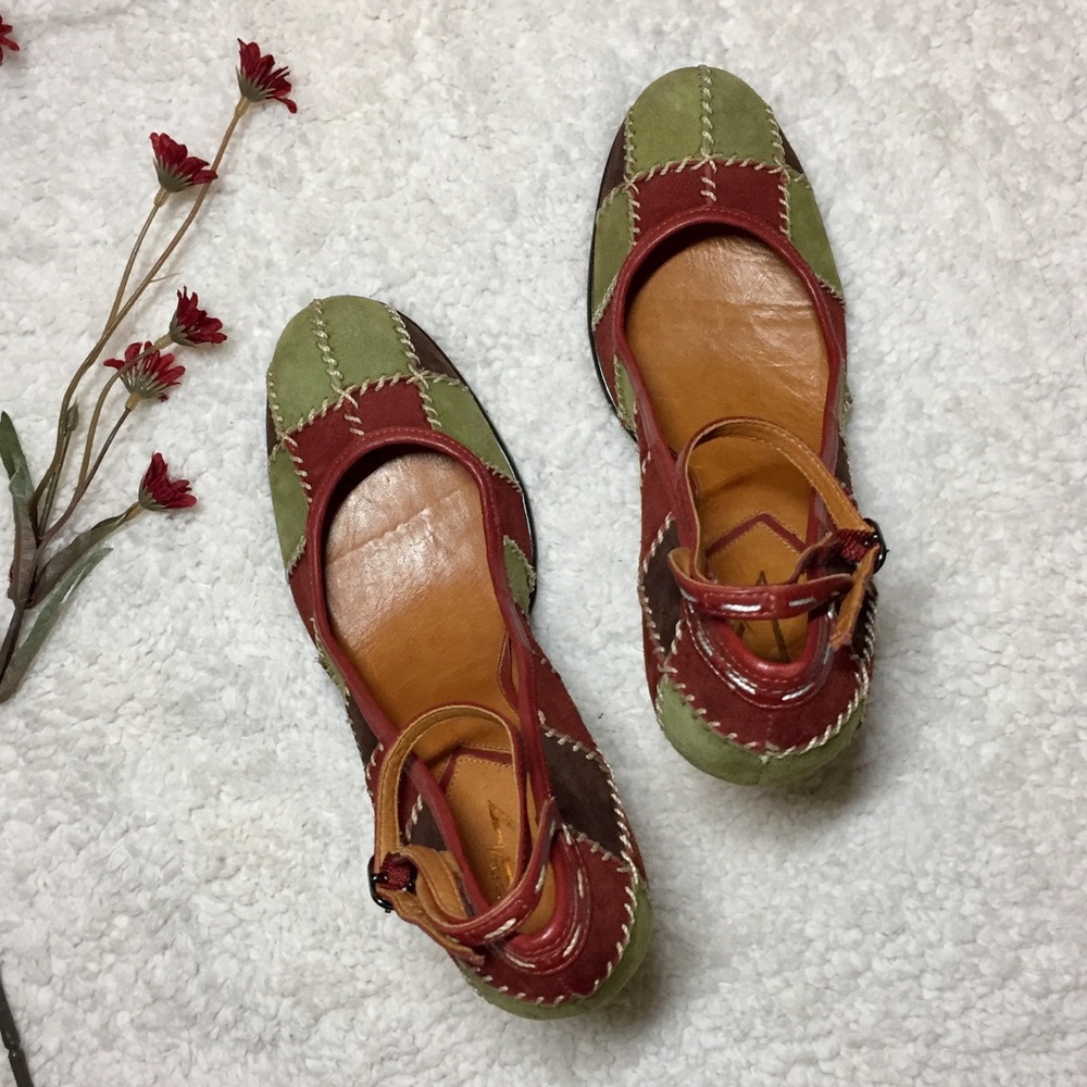 Vince Camuto Retro Patched Suede Wedges