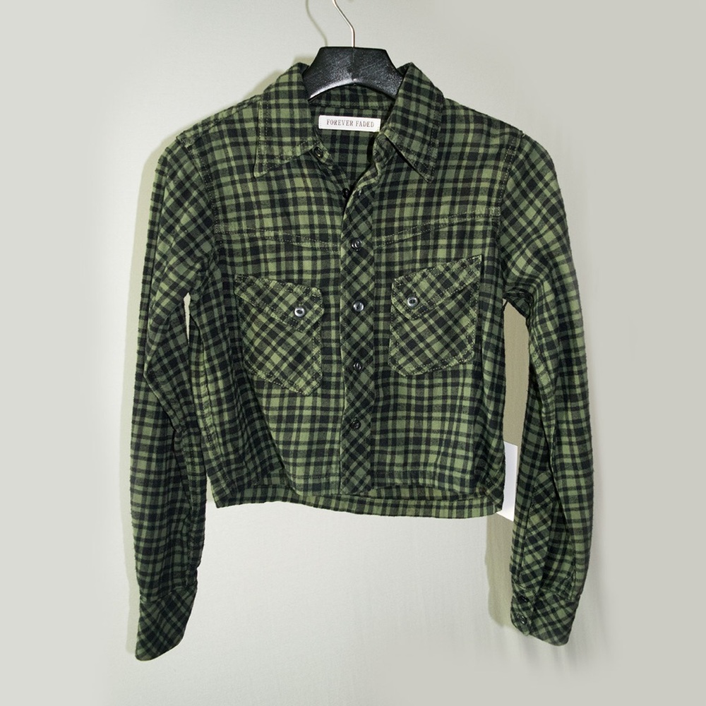 Cozy cropped plaid shirt