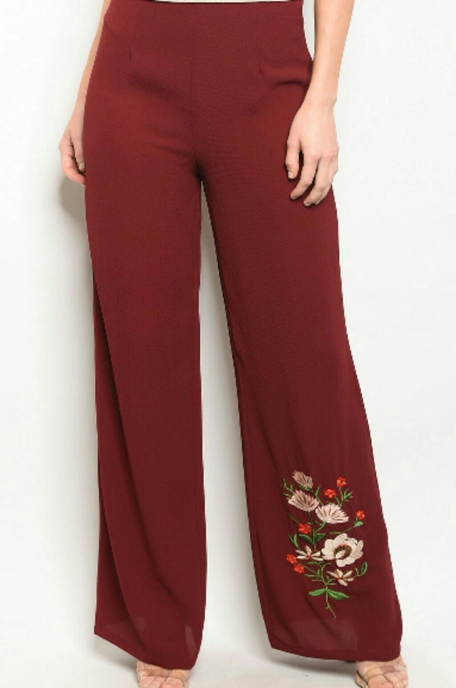 Gorgeous ornate flower wide leg trousers