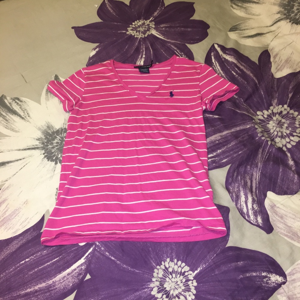 Polo ralph lauren pink striped shirt