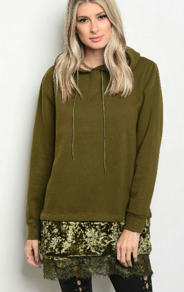 Beautiful velvet lace hooded sweatshirt
