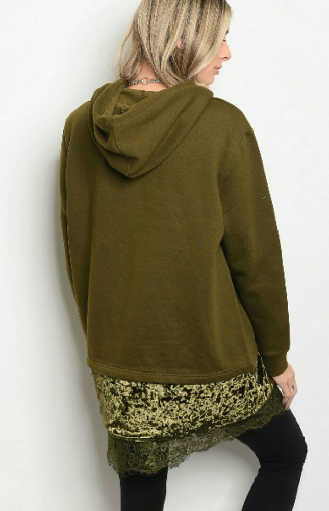 Beautiful velvet lace hooded sweatshirt - Picture 2 of 2