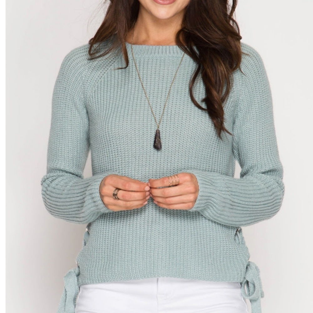 Soft side lace up sweater