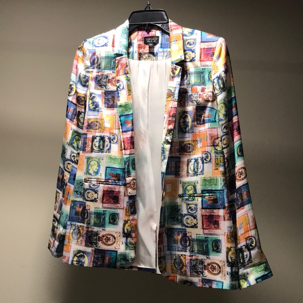Topshop Vintage Stamp print Blazer Size US 4
