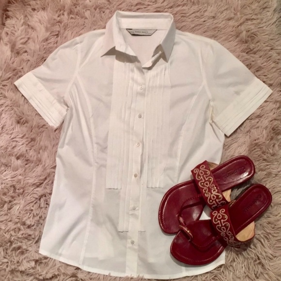 Zara Tops - New! Zara - Cute White Short Sleeve Button Up