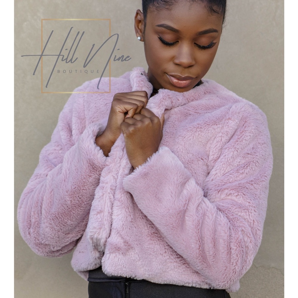 Mauve Plush Crop Jacket