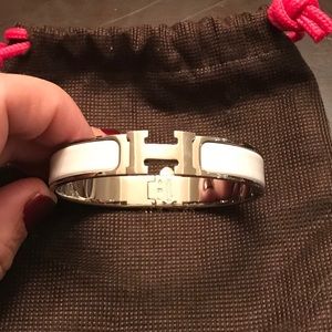 Authentic Hermès white and Silver bracelet