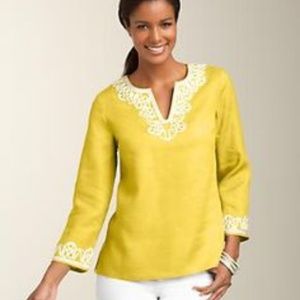 Talbots yellow linen top size xl