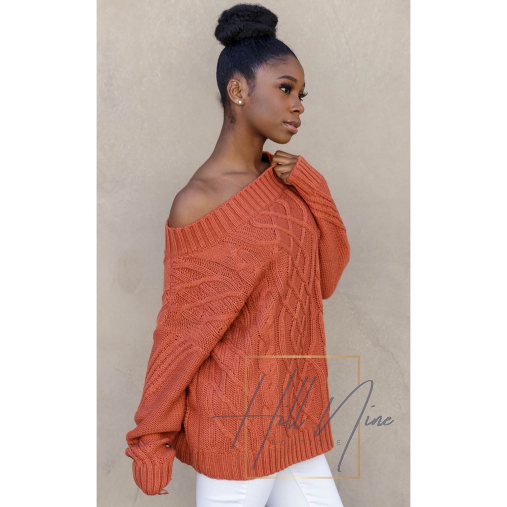 Eggplant Oversized Knitted Sweater - Picture 4 of 5