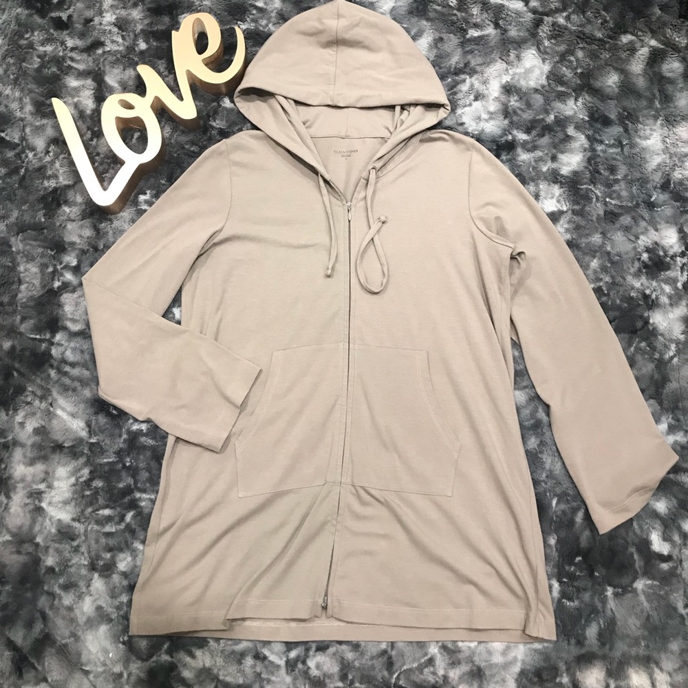 Eileen Fisher Hooded Cotton Sweater
