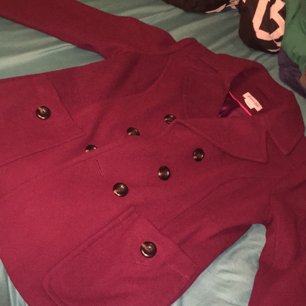 Burgundy pea coat!