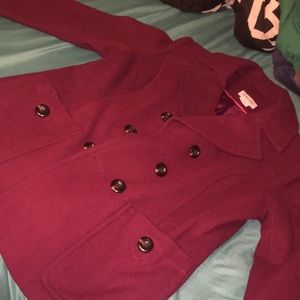 Burgundy pea coat!