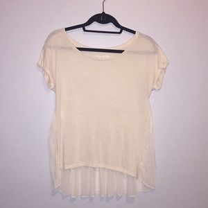 Cream American Eagle Pleated Shirt
