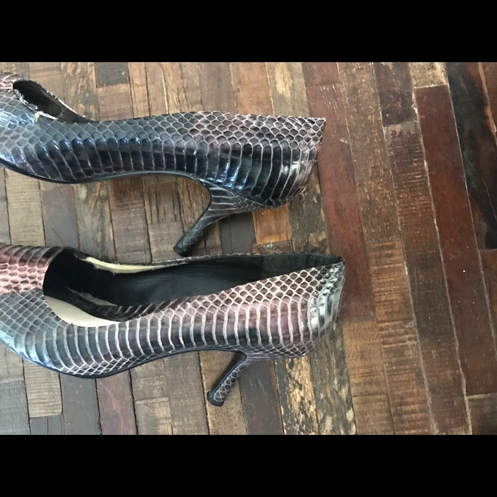 2 for $8 Nine West purple snake print heels