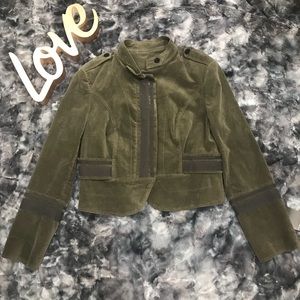 Zara Velvet Cropped Military Jacket