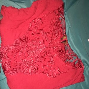 Red flowy tee