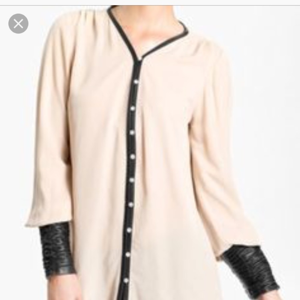 Elizabeth & James silk & leather blouse* top