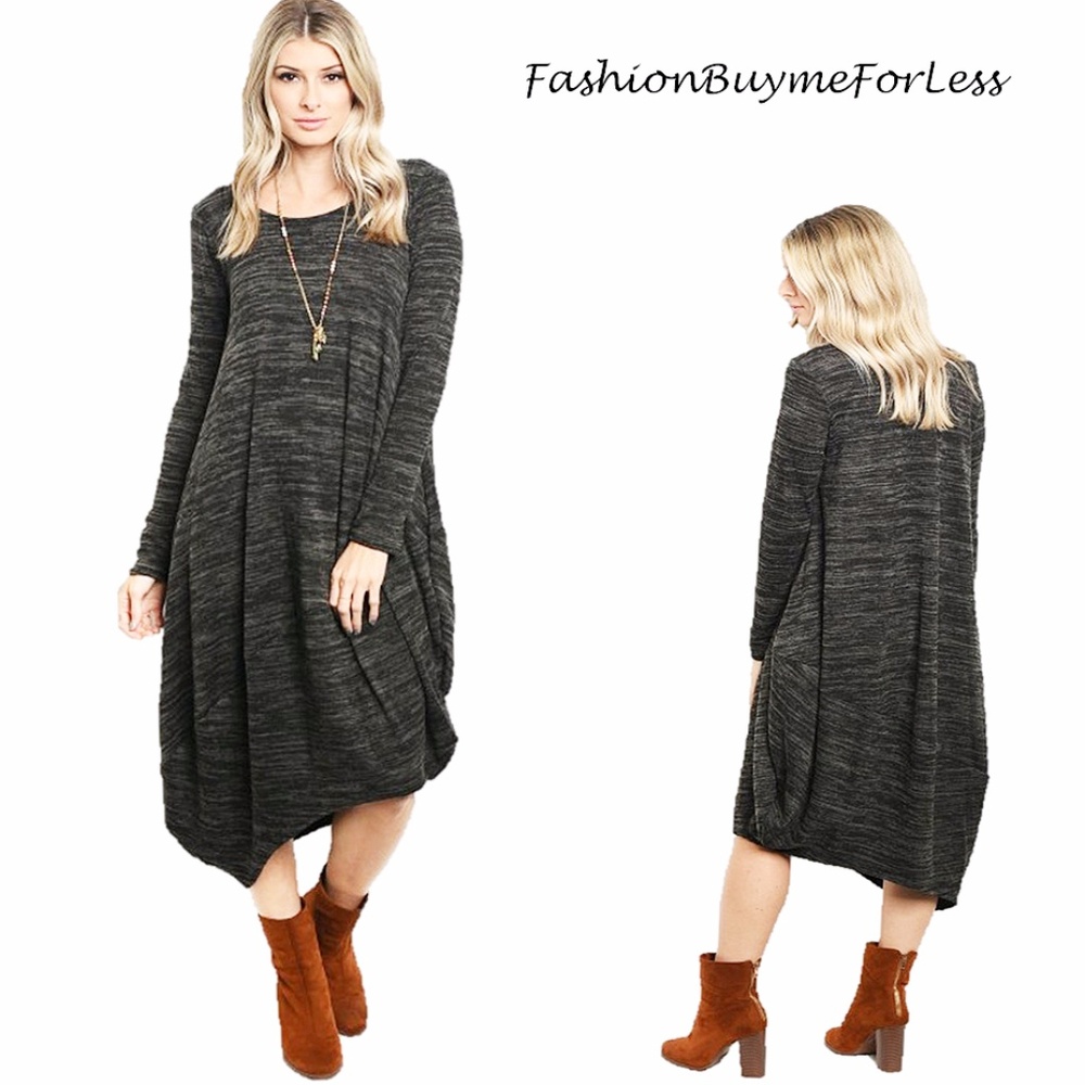 Black BOHO Gypsy Asymmetric Maxi Sweater Dress