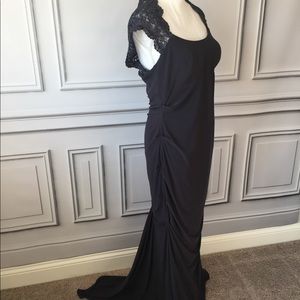 Cache Evening Cocktail Dress Navy Metallic Gown 12