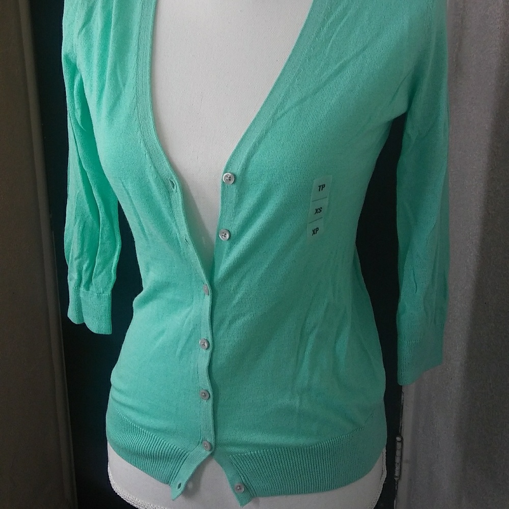 Old Navy Button Down V Neck Cardigan Teal