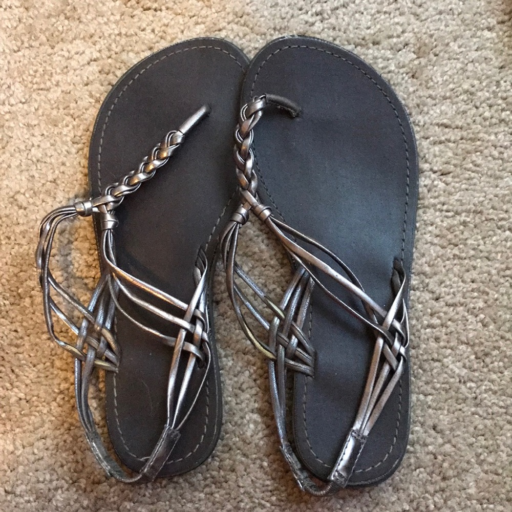 Silver metallic sandals