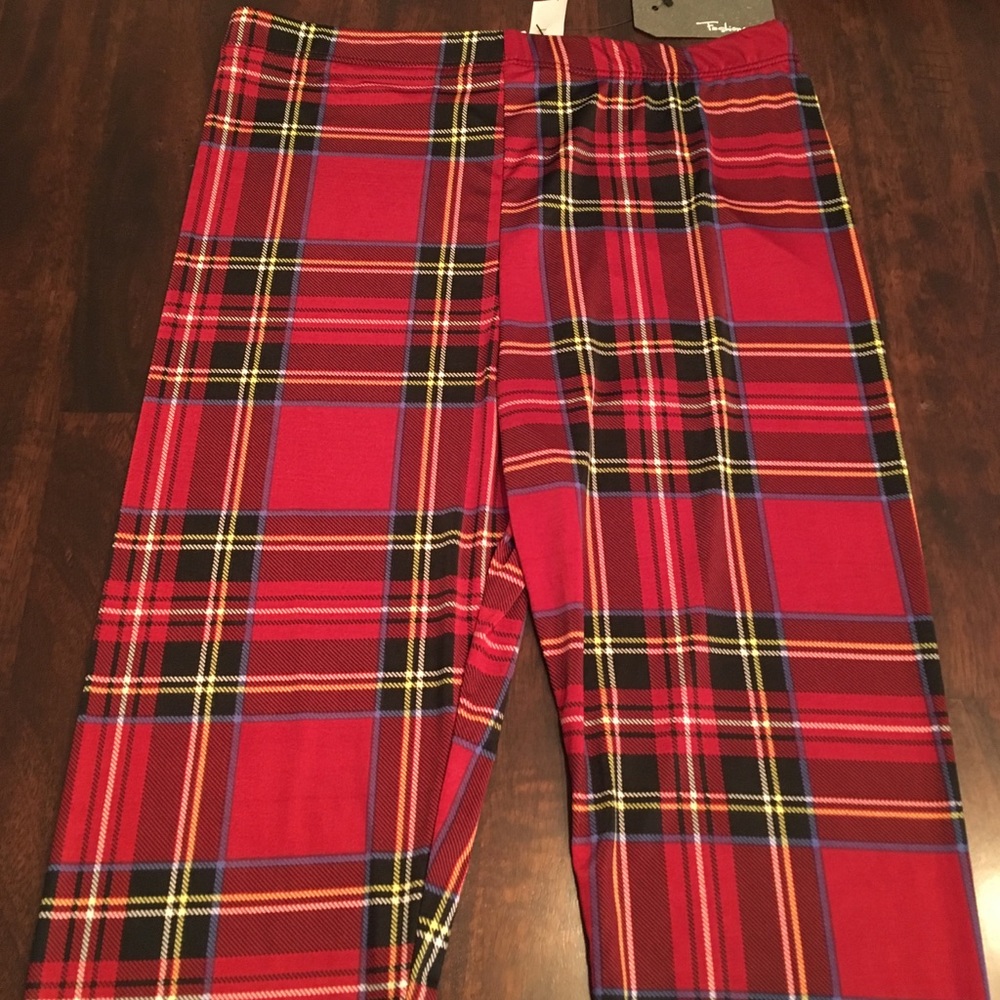Size large remaining! Red plaid silky leggings. - Picture 4 of 7