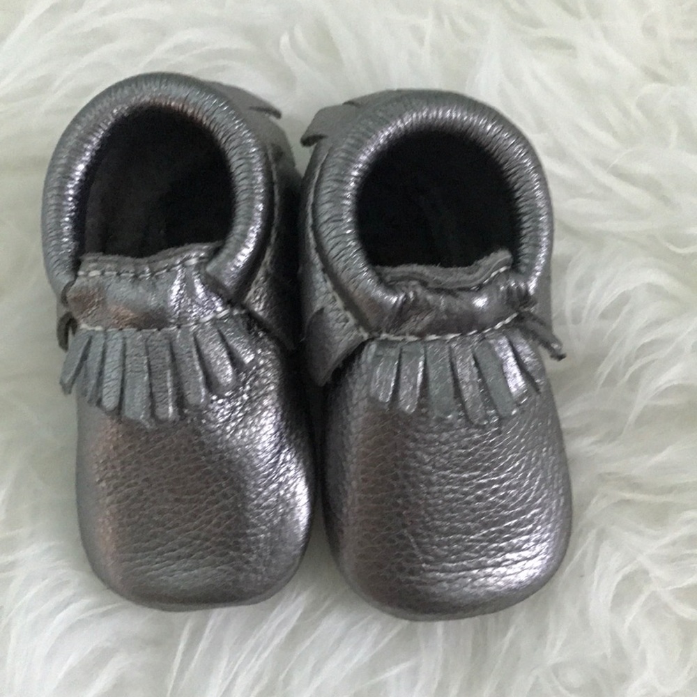 Rare gunmetal metallic freshly picked moccasin