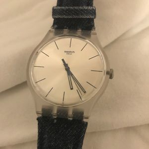 Swatch watch with denim band💕