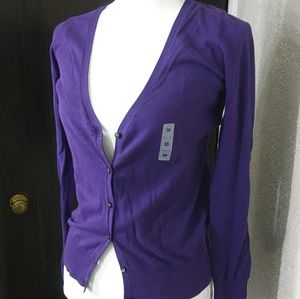 Old Navy Button Down V Neck Cardigan Purple