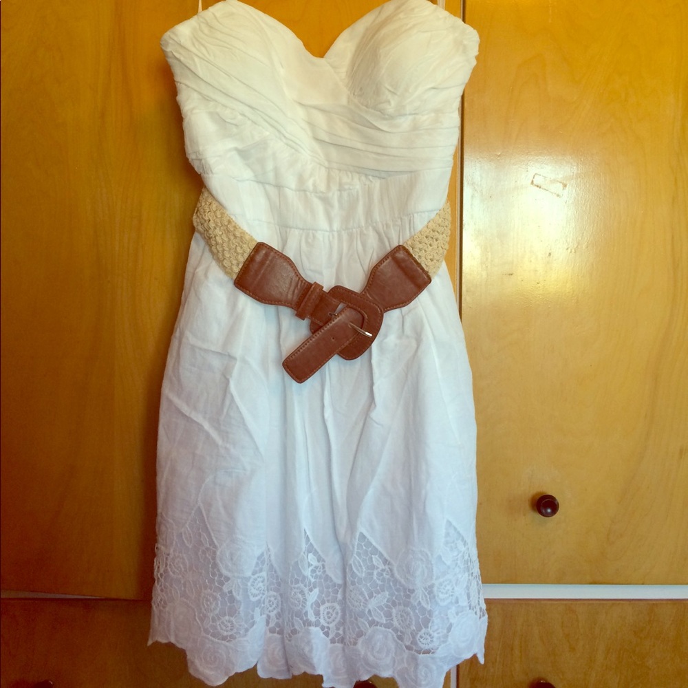 White strapless lace